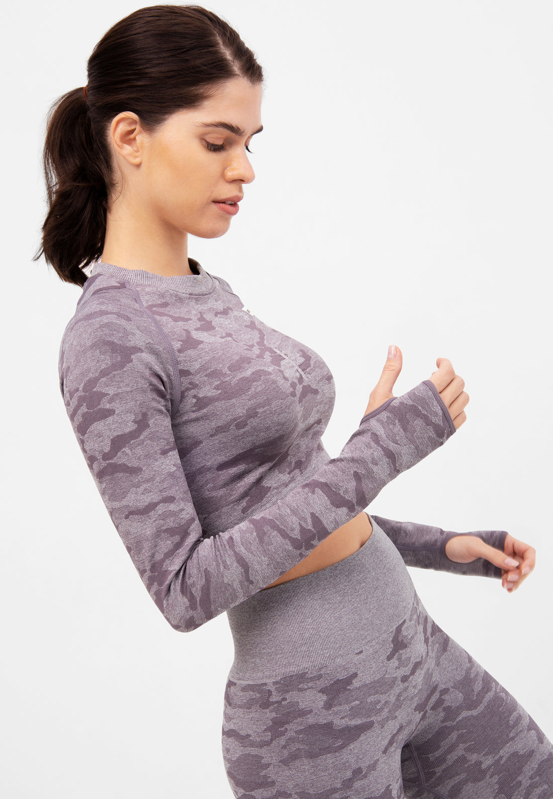 Long Sleeve Camo+ Seamless Cropped Long Sleeve Sport Top