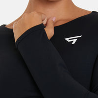 Langärmliges, ausgehöhltes, kurzes, langärmliges Sporttop