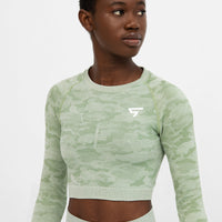 Long Sleeve Camo+ Seamless Cropped Long Sleeve Sport Top - Squatproof