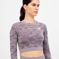 Long Sleeve Camo+ Seamless Cropped Long Sleeve Sport Top - Squatproof