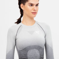 Long Sleeve Ombre Seamless Cropped Long Sleeve Sport Top - Squatproof