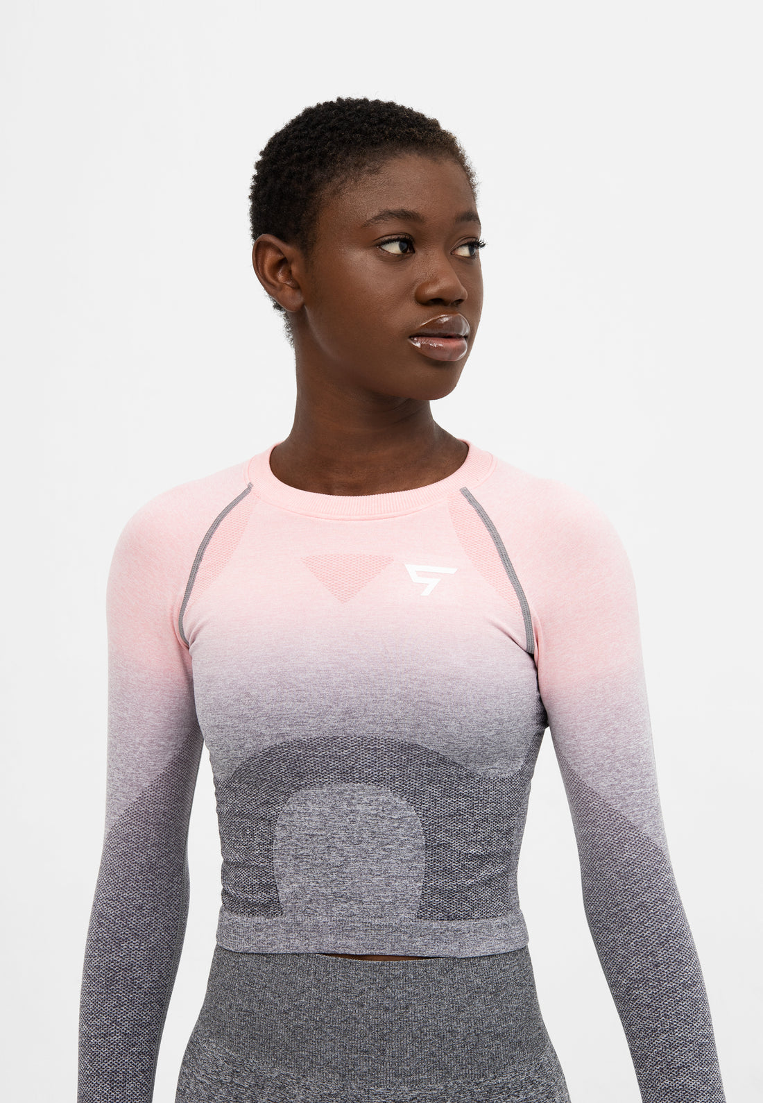 Long Sleeve Ombre Seamless Cropped Long Sleeve Sport Top - Squatproof