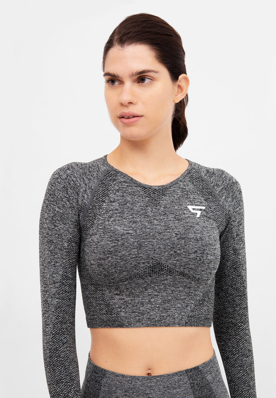 Long Sleeve Rush+ Seamless Cropped Long Sleeve Sport Top - Squatproof