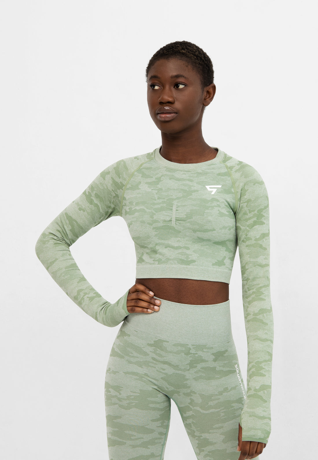 Long Sleeve Camo+ Seamless Cropped Long Sleeve Sport Top - Squatproof