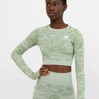 Long Sleeve Camo+ Seamless Cropped Long Sleeve Sport Top - Squatproof