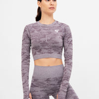 Long Sleeve Camo+ Seamless Cropped Long Sleeve Sport Top - Squatproof