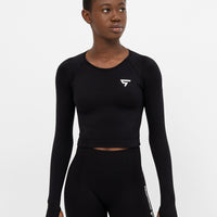 Long Sleeve Rush+ Seamless Cropped Long Sleeve Sport Top - Squatproof