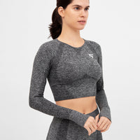 Long Sleeve Rush+ Seamless Cropped Long Sleeve Sport Top - Squatproof