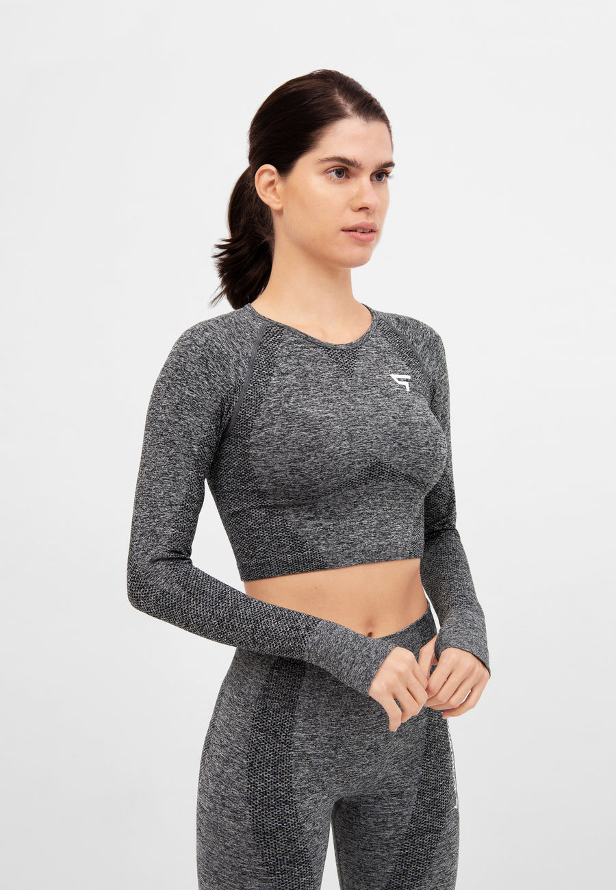 Long Sleeve Rush+ Seamless Cropped Long Sleeve Sport Top - Squatproof