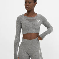 Long Sleeve Effort+ Seamless Cropped Long Sleeve Sport Top - Squatproof