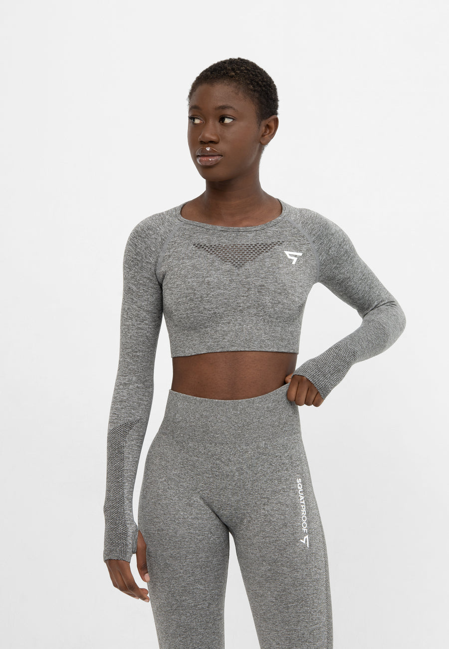 Long Sleeve Effort+ Seamless Cropped Long Sleeve Sport Top - Squatproof