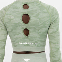 Long Sleeve Camo+ Seamless Cropped Long Sleeve Sport Top - Squatproof