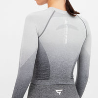 Long Sleeve Ombre Seamless Cropped Long Sleeve Sport Top - Squatproof