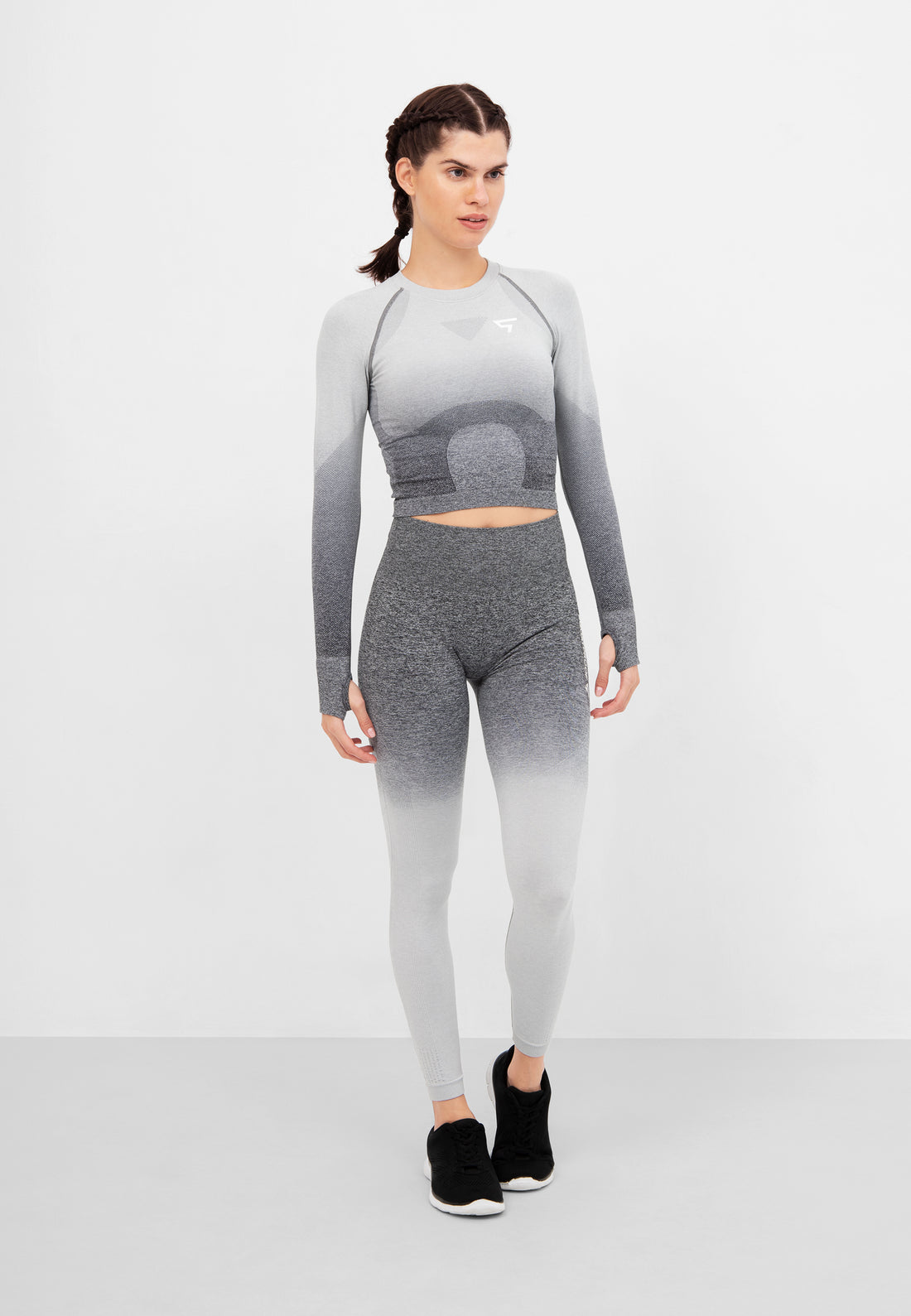 Long Sleeve Ombre Seamless Cropped Long Sleeve Sport Top - Squatproof