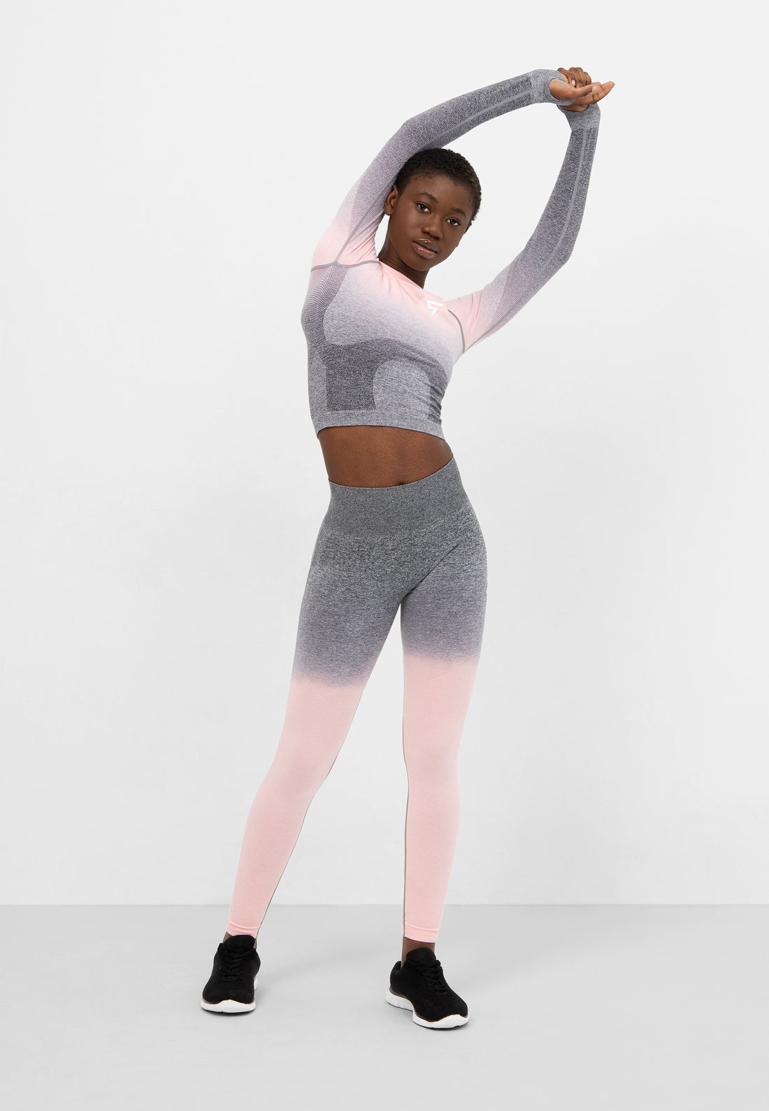 Long Sleeve Ombre Seamless Cropped Long Sleeve Sport Top - Squatproof