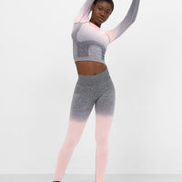 Long Sleeve Ombre Seamless Cropped Long Sleeve Sport Top - Squatproof