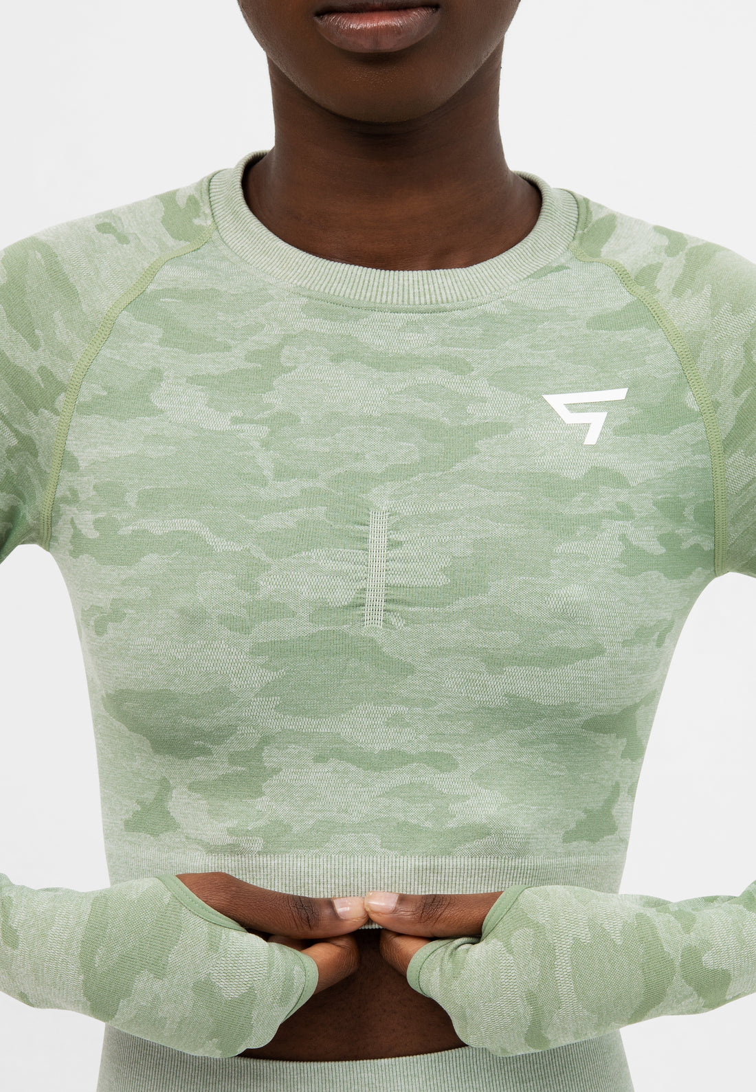 Long Sleeve Camo+ Seamless Cropped Long Sleeve Sport Top - Squatproof