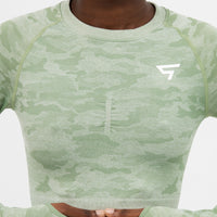 Long Sleeve Camo+ Seamless Cropped Long Sleeve Sport Top - Squatproof