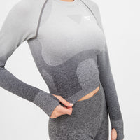 Long Sleeve Ombre Seamless Cropped Long Sleeve Sport Top - Squatproof