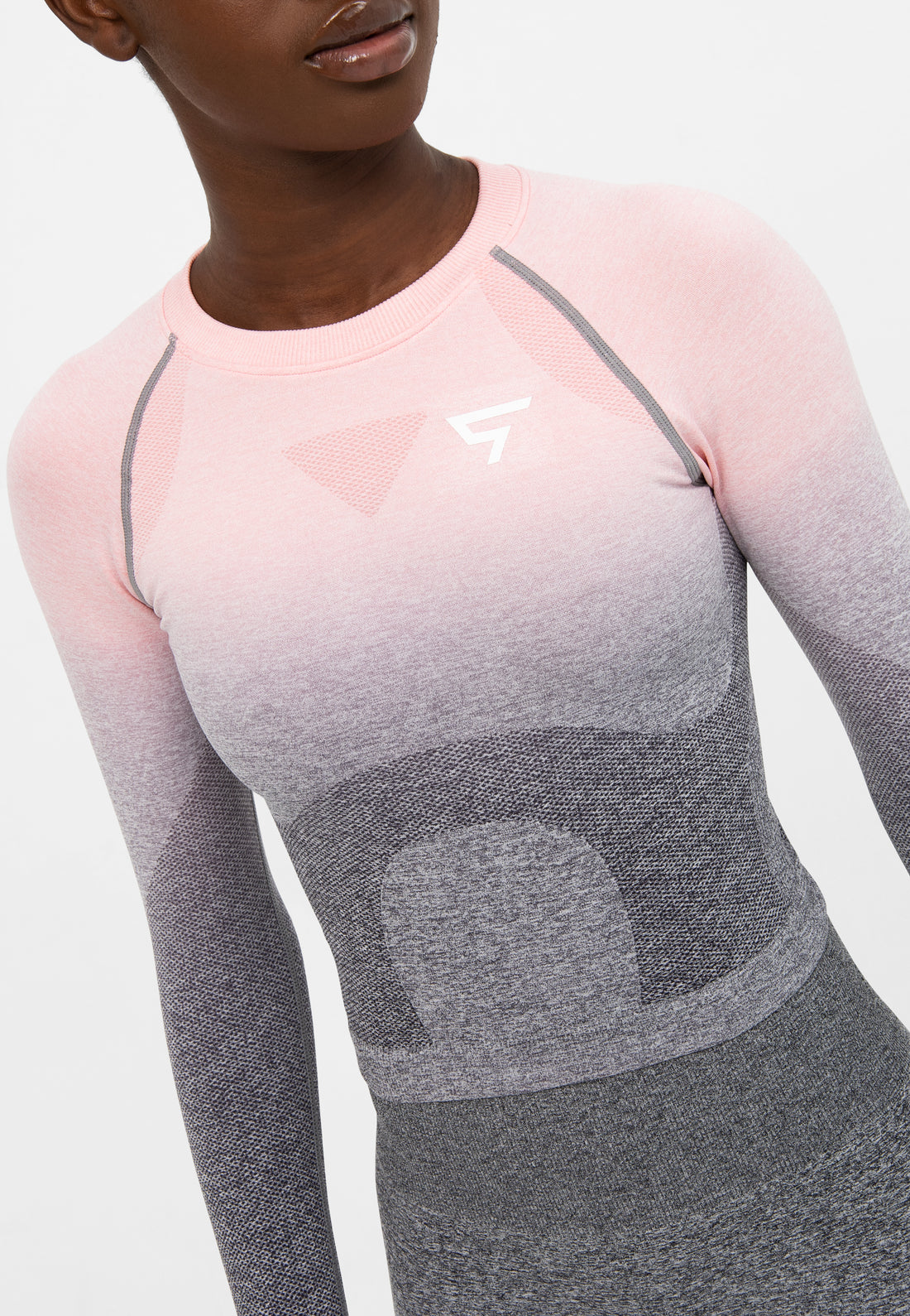 Long Sleeve Ombre Seamless Cropped Long Sleeve Sport Top - Squatproof