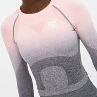 Long Sleeve Ombre Seamless Cropped Long Sleeve Sport Top - Squatproof