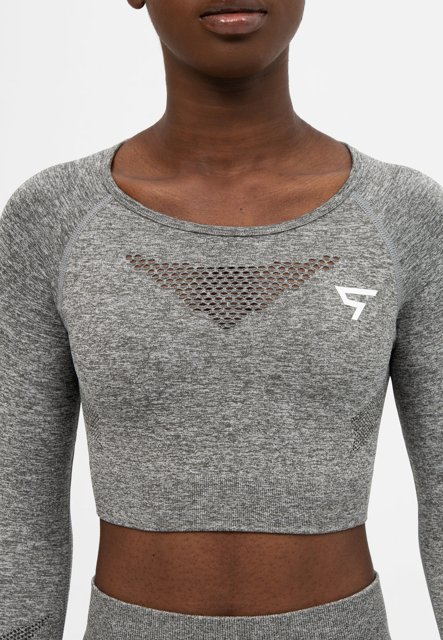 Long Sleeve Effort+ Seamless Cropped Long Sleeve Sport Top - Squatproof