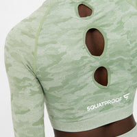 Long Sleeve Camo+ Seamless Cropped Long Sleeve Sport Top - Squatproof