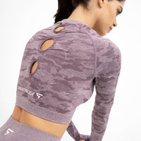 Long Sleeve Camo+ Seamless Cropped Long Sleeve Sport Top - Squatproof