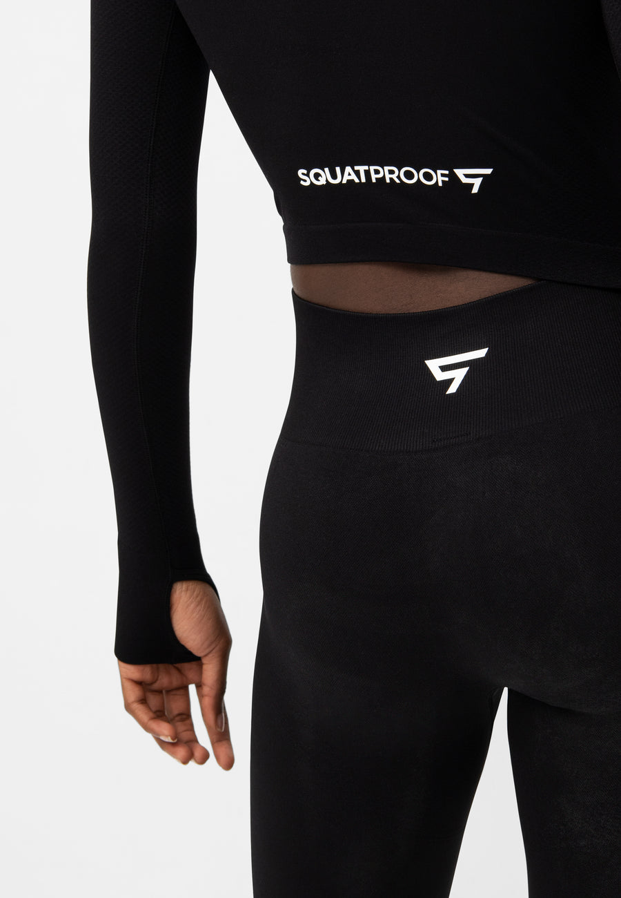 Long Sleeve Rush+ Seamless Cropped Long Sleeve Sport Top - Squatproof