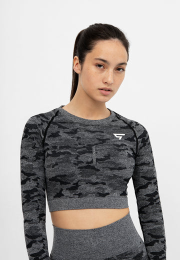 Long Sleeve Camo+ Seamless Cropped Long Sleeve Sport Top