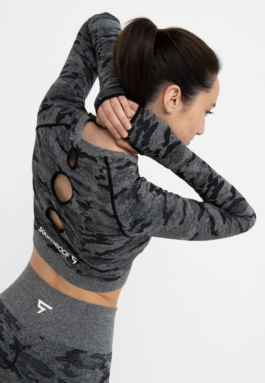 Long Sleeve Camo+ Seamless Cropped Long Sleeve Sport Top - Squatproof