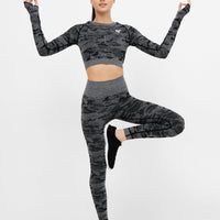 Long Sleeve Camo+ Seamless Cropped Long Sleeve Sport Top - Squatproof