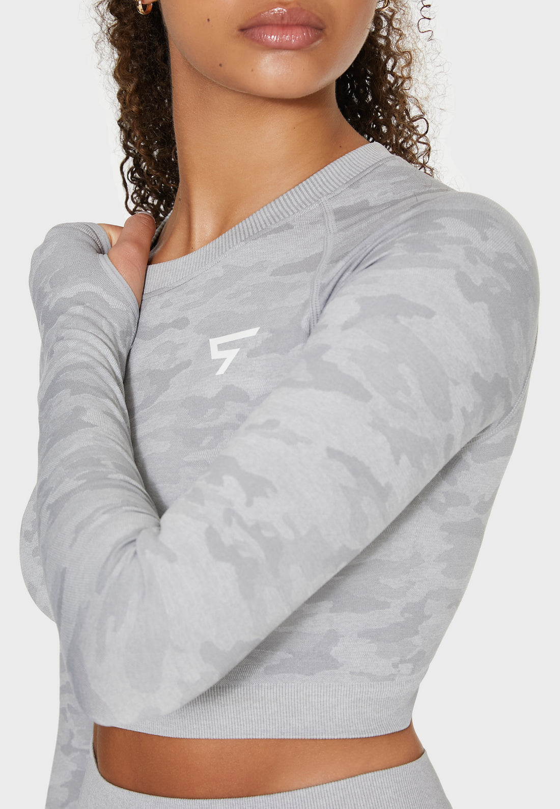 Long Sleeve Camo+ Seamless Cropped Long Sleeve Sport Top - Squatproof