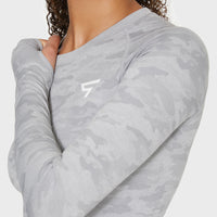 Long Sleeve Camo+ Seamless Cropped Long Sleeve Sport Top - Squatproof