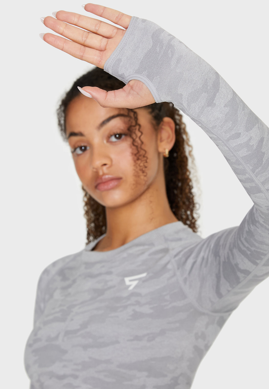 Long Sleeve Camo+ Seamless Cropped Long Sleeve Sport Top - Squatproof