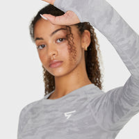 Long Sleeve Camo+ Seamless Cropped Long Sleeve Sport Top - Squatproof