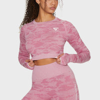 Long Sleeve Camo+ Seamless Cropped Long Sleeve Sport Top - Squatproof