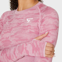 Long Sleeve Camo+ Seamless Cropped Long Sleeve Sport Top - Squatproof