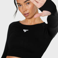 Long Sleeve Dynamic+ Seamless Cropped Long Sleeve Sport Top - Squatproof