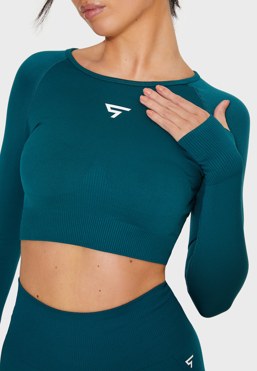 Lange mouwen Dynamic+ naadloze cropped lange mouwen sporttop