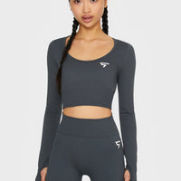 Long sleeve Press+ Seamless Cropped Long Sleeve Sport Top - Squatproof