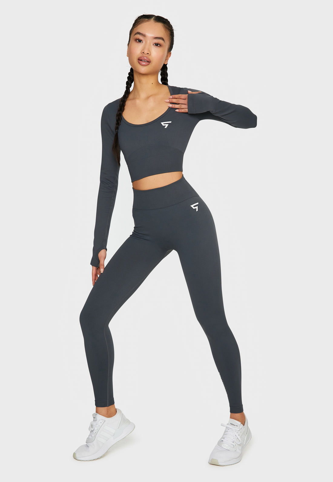 Long sleeve Press+ Seamless Cropped Long Sleeve Sport Top - Squatproof