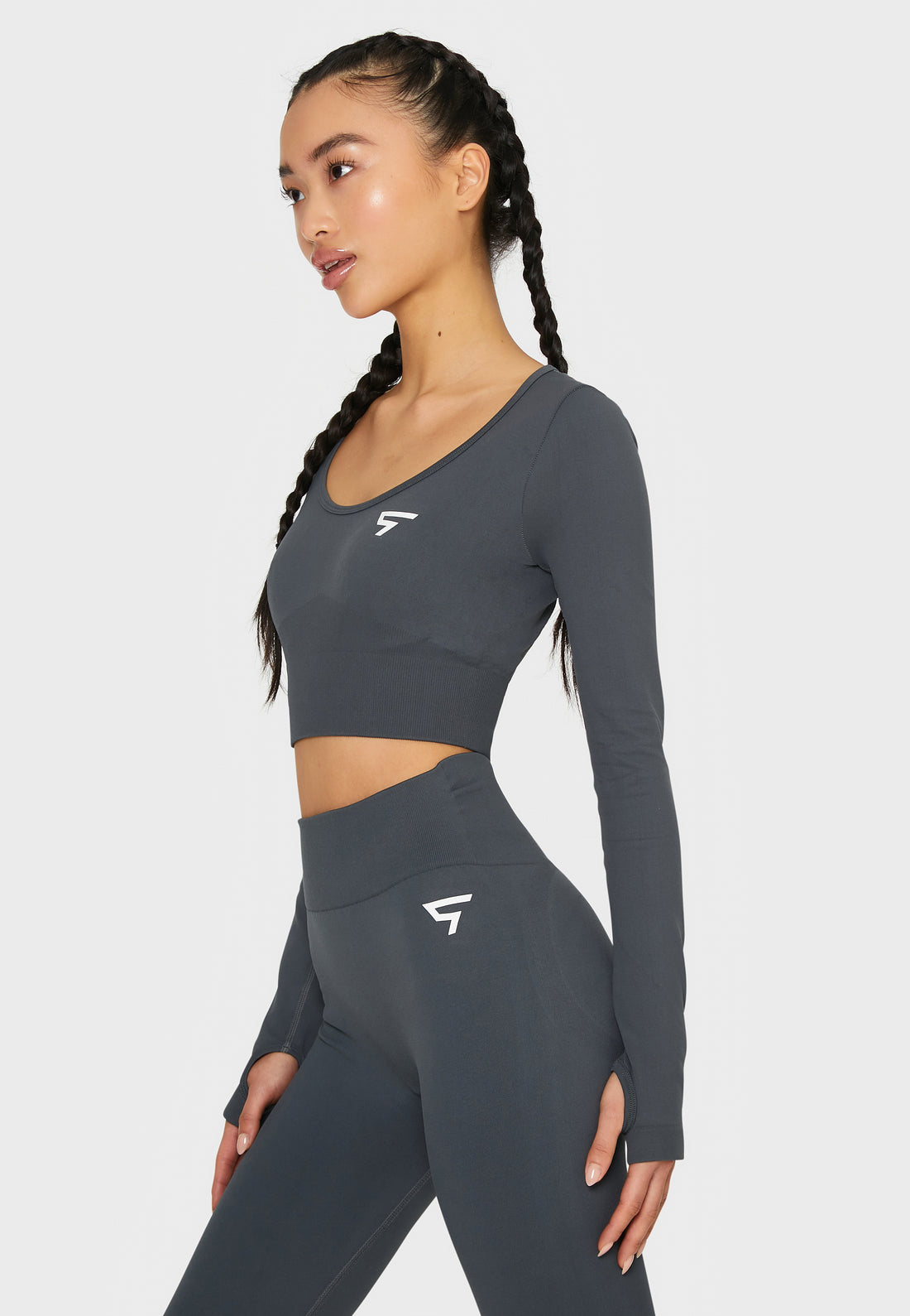 Long sleeve Press+ Seamless Cropped Long Sleeve Sport Top - Squatproof