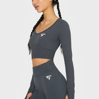 Long sleeve Press+ Seamless Cropped Long Sleeve Sport Top - Squatproof