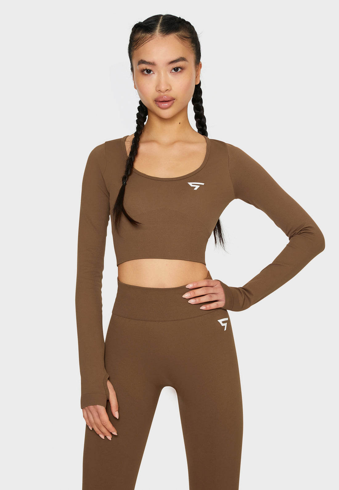 Long sleeve Press+ Seamless Cropped Long Sleeve Sport Top - Squatproof