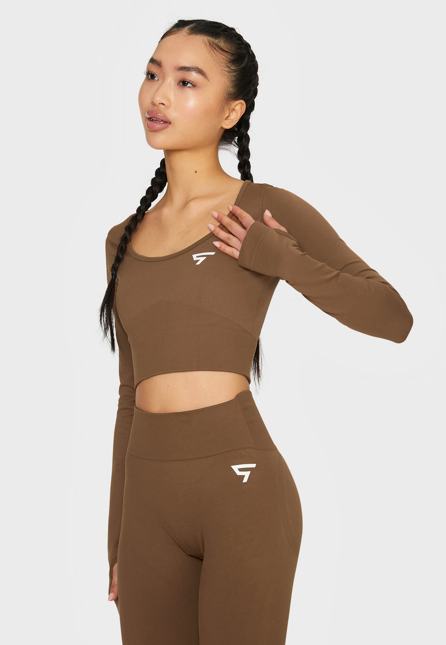 Long sleeve Press+ Seamless Cropped Long Sleeve Sport Top - Squatproof