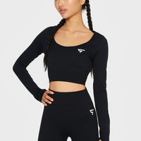 Long sleeve Press+ Seamless Cropped Long Sleeve Sport Top - Squatproof