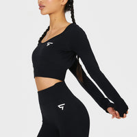 Long sleeve Press+ Seamless Cropped Long Sleeve Sport Top - Squatproof