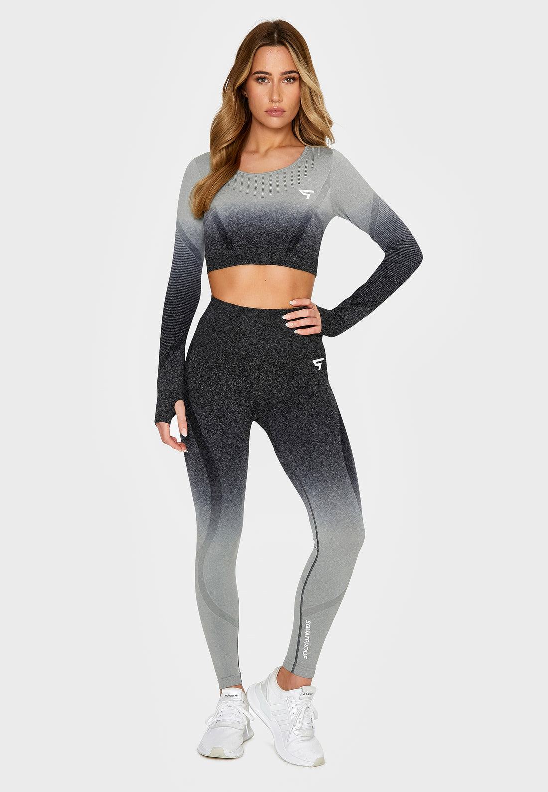 Lange mouwen Dark Ombre+ Naadloze Cropped Lange Mouwen Sport Top