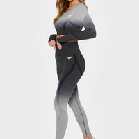 Long sleeve Dark Ombre+ Seamless Cropped Long Sleeve Sport Top - Squatproof